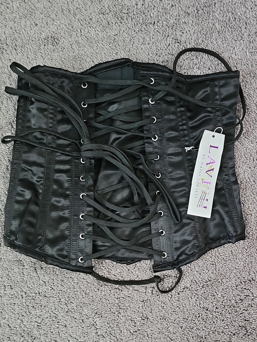 Lavish By Daisy Corsets Lace-up Underbust Satin Mini Cincher Corset Black Small